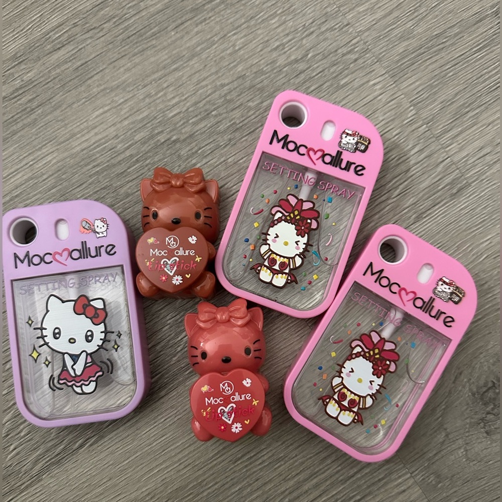 3 Mocallure Hello Kitty setting spray and lipstick bundle